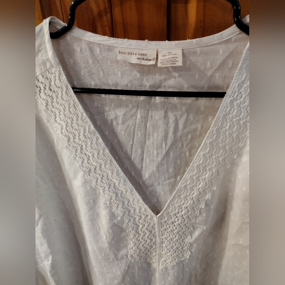 Beaches & Boho white long sleeve beach cover up, size 3X. - Picture 7 of 9